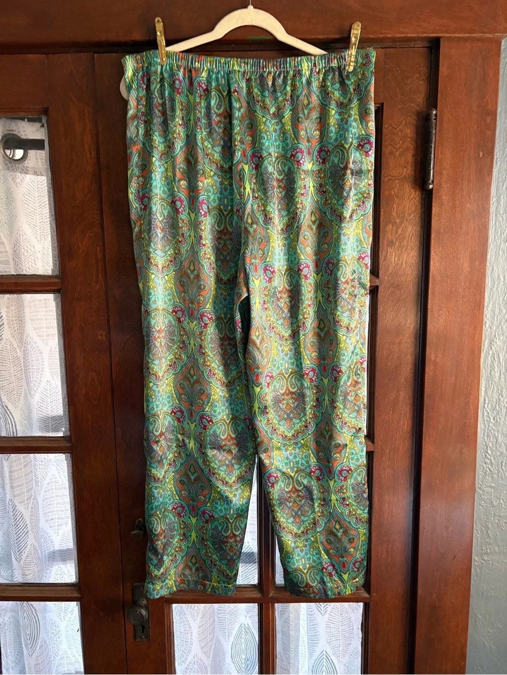 VTG 90s/Y2K Victoria's Secret Teal and Green Paisley Satin Pajama Set Medium